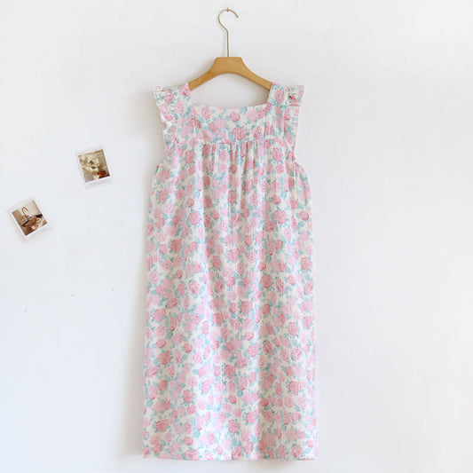 nuisette romantique en coton rose à fleurs - Rose - XL - image 0