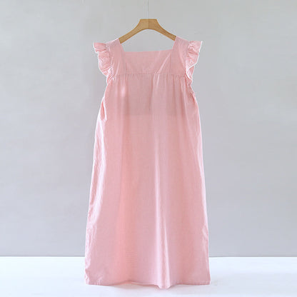 Chemise de nuit en coton à carreaux vichy et manches flottantes - image 1