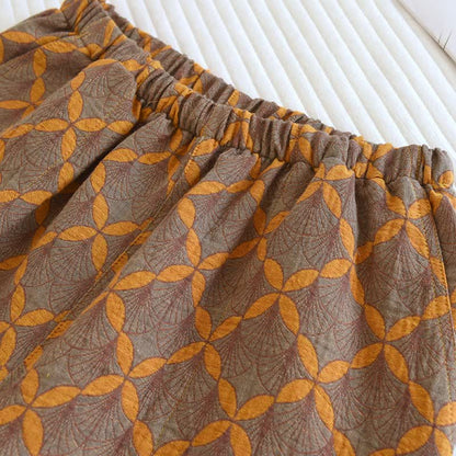Short de pyjama jaune à carreaux en gaze de coton - image 3