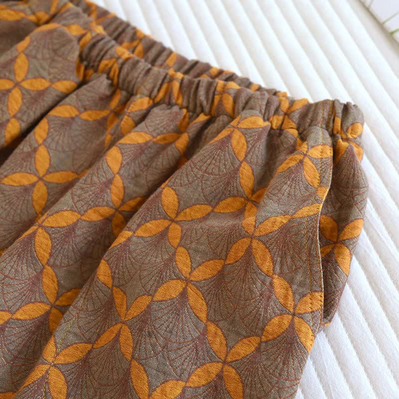 Short de pyjama jaune à carreaux en gaze de coton - image 2