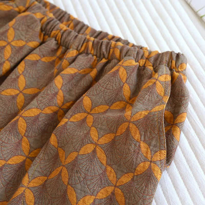 Short de pyjama jaune à carreaux en gaze de coton - image 2