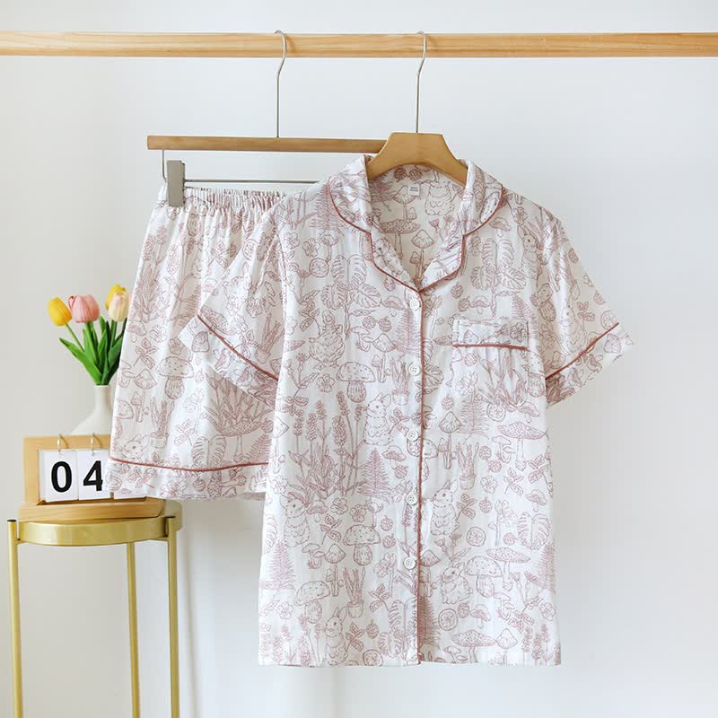 Pyjama en gaze de coton Refresh Bunny Forest - Rouge - XL - image 2
