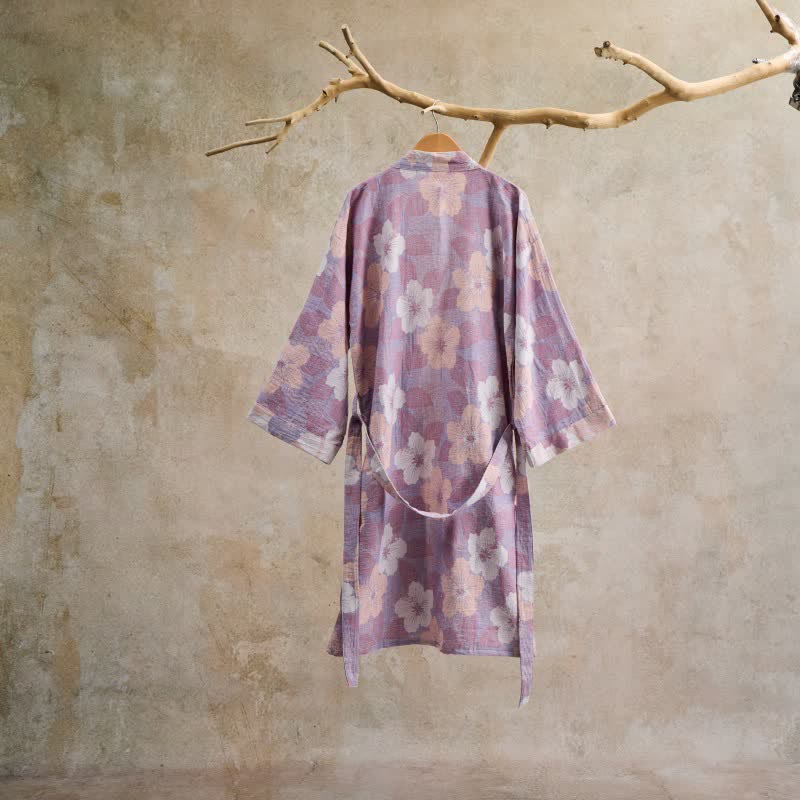 Peignoir de style kimono en gaze de coton à motif de fleurs de cerisier - image 10
