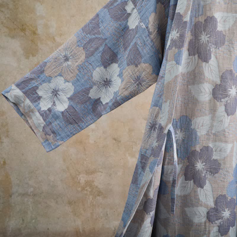 Peignoir de style kimono en gaze de coton à motif de fleurs de cerisier - image 4