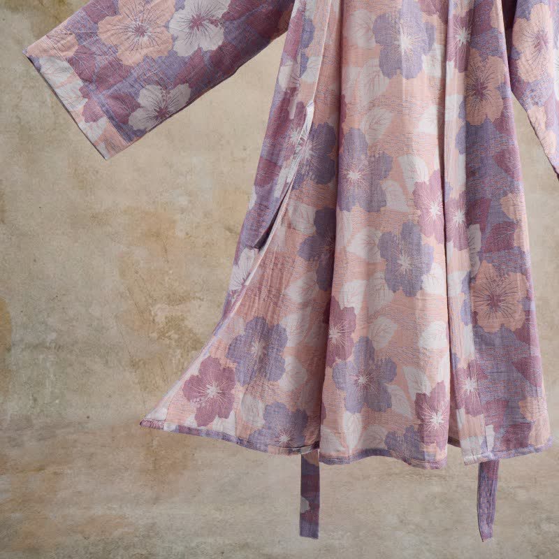 Peignoir de style kimono en gaze de coton à motif de fleurs de cerisier - image 12
