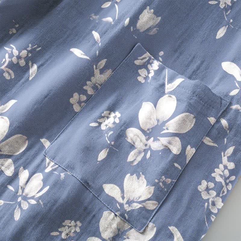 Peignoir élégant de style kimono, confectionné en coton double épaisseur à motif floral. - image 5