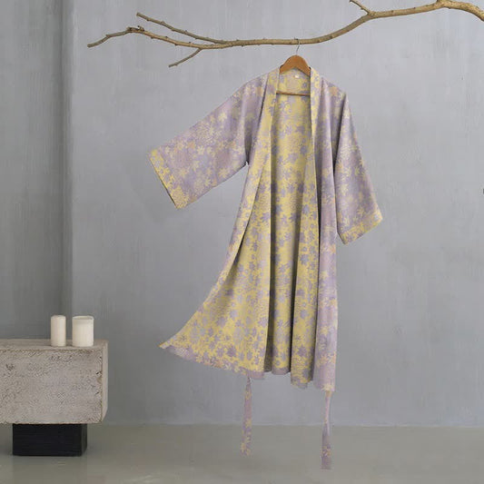 Peignoir de style kimono confectionné en tissu de coton botanique double couche - Violet - XL - image 0