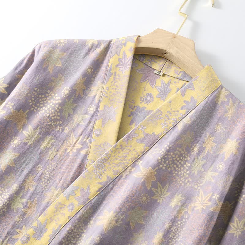 Peignoir de style kimono confectionné en tissu de coton botanique double couche - image 4