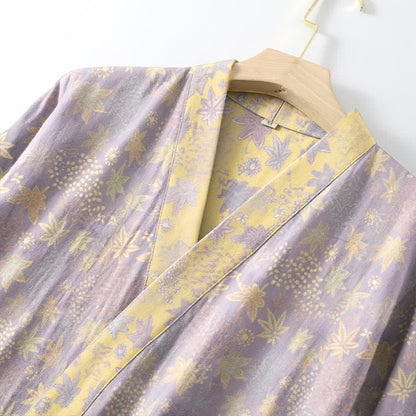 Peignoir de style kimono confectionné en tissu de coton botanique double couche - image 4