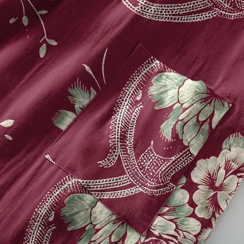 Peignoir kimono luxueux en gaze de coton double épaisseur à motif pivoine - image 3