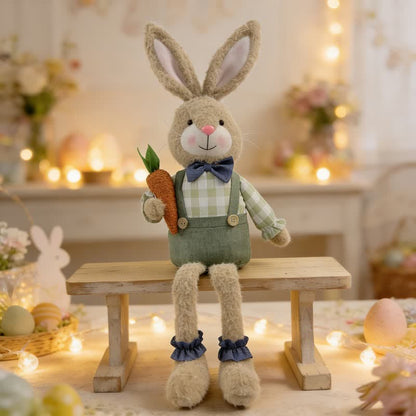 Figurine en peluche d'un lapin assis dans un style maison de campagne - Lapin mâle - 59 cm - image 8