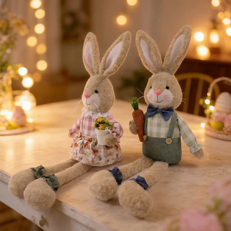 Figurine en peluche d'un lapin assis dans un style maison de campagne - image 5