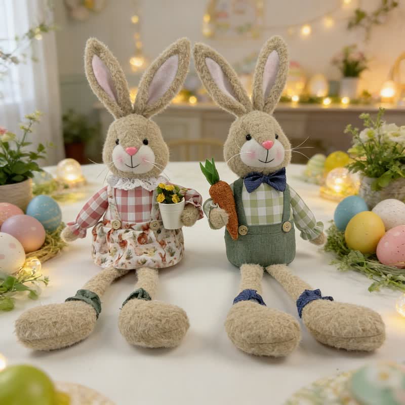 Figurine en peluche d'un lapin assis dans un style maison de campagne - image 6