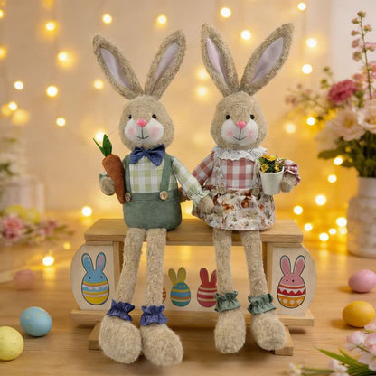 Figurine en peluche d'un lapin assis dans un style maison de campagne - image 3