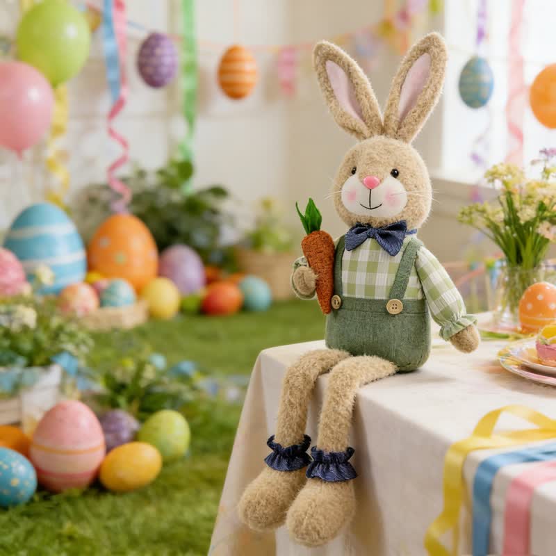 Figurine en peluche d'un lapin assis dans un style maison de campagne - image 11