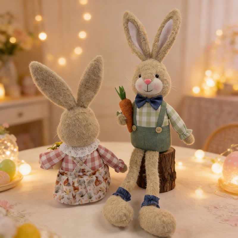 Figurine en peluche d'un lapin assis dans un style maison de campagne - image 10
