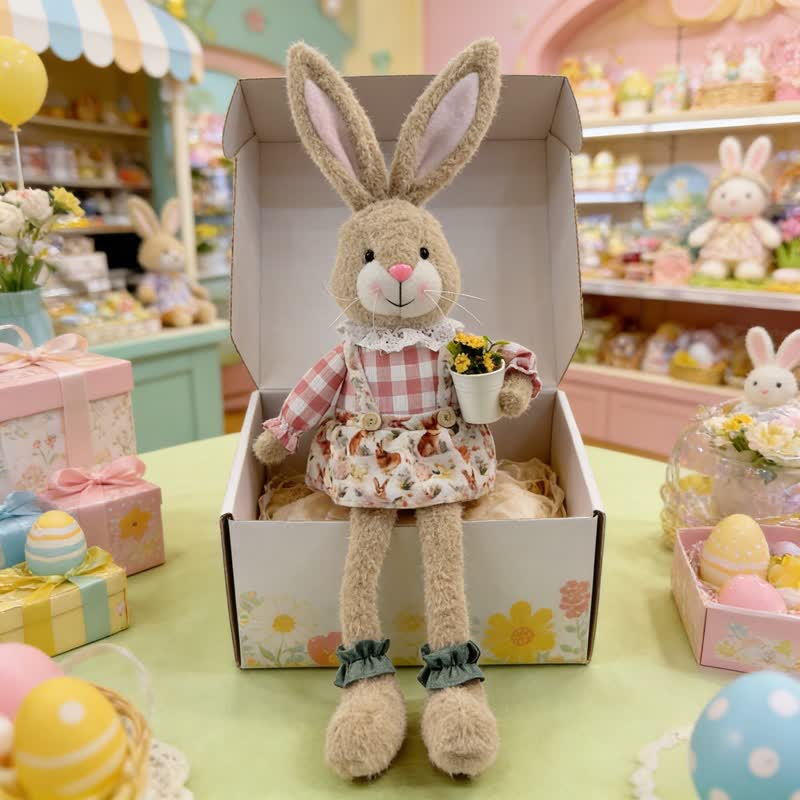 Figurine en peluche d'un lapin assis dans un style maison de campagne - image 14