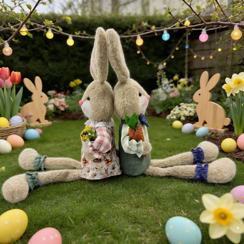 Figurine en peluche d'un lapin assis dans un style maison de campagne - image 7