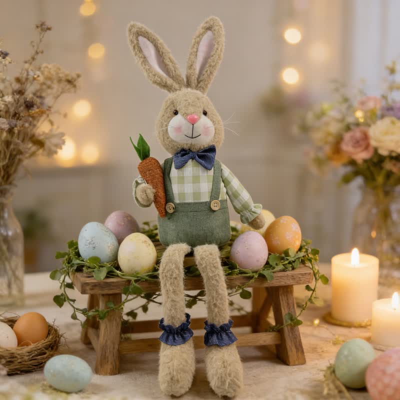 Figurine en peluche d'un lapin assis dans un style maison de campagne - image 9