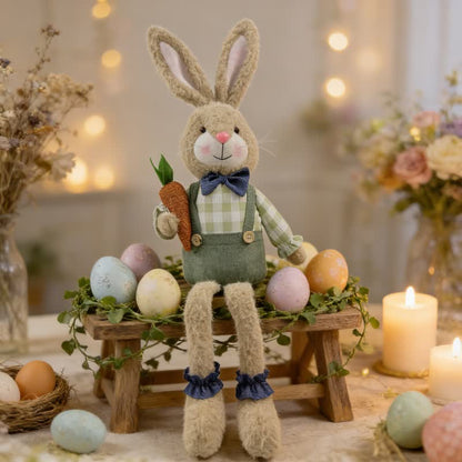 Figurine en peluche d'un lapin assis dans un style maison de campagne - image 9