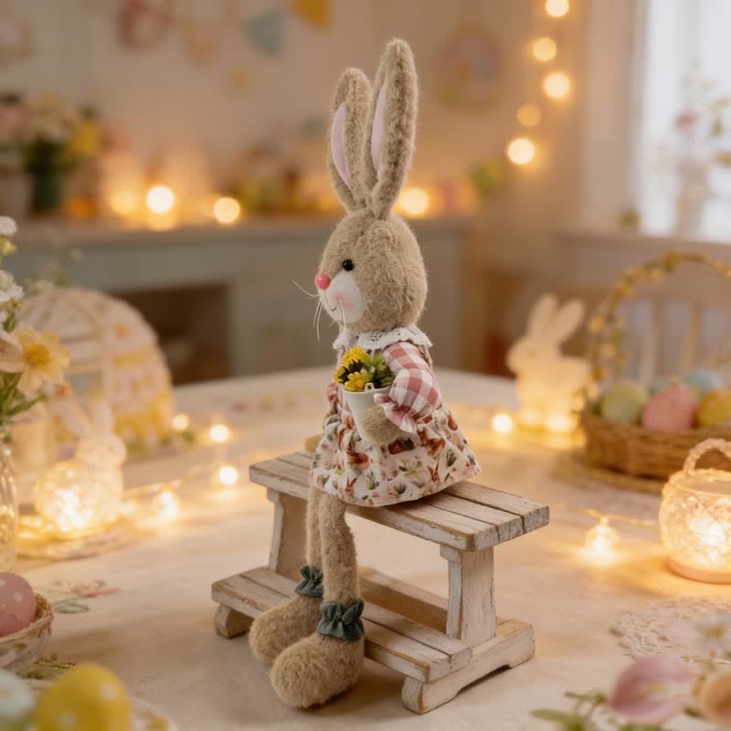 Figurine en peluche d'un lapin assis dans un style maison de campagne - image 15