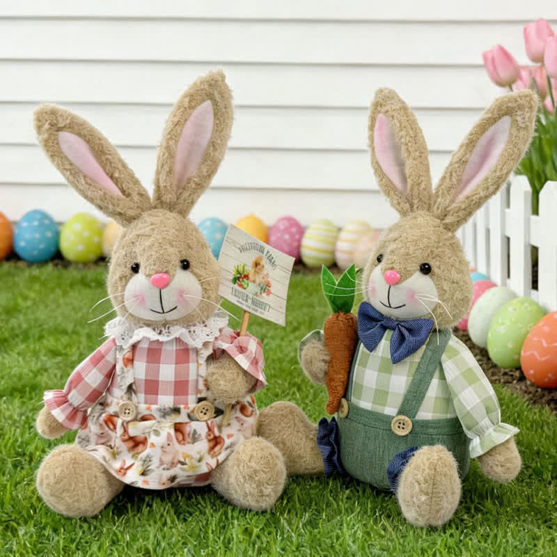Lapin de Pâques en peluche assis, à utiliser comme décoration - image 0