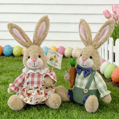 Lapin de Pâques en peluche assis, à utiliser comme décoration - image 0