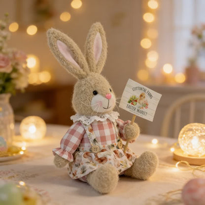 Lapin de Pâques en peluche assis, à utiliser comme décoration - image 13