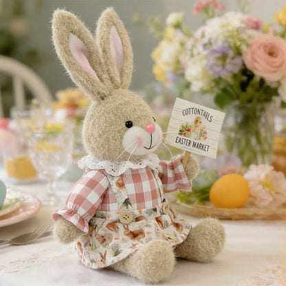 Lapin de Pâques en peluche assis, à utiliser comme décoration - image 14