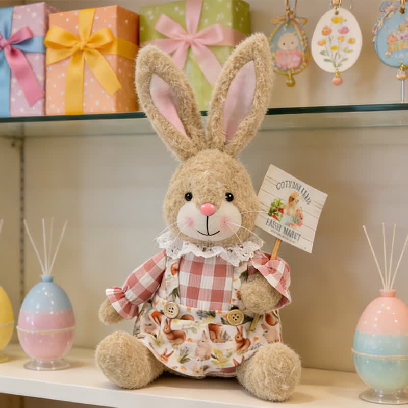 Lapin de Pâques en peluche assis, à utiliser comme décoration - Lapine - 32 cm - image 12