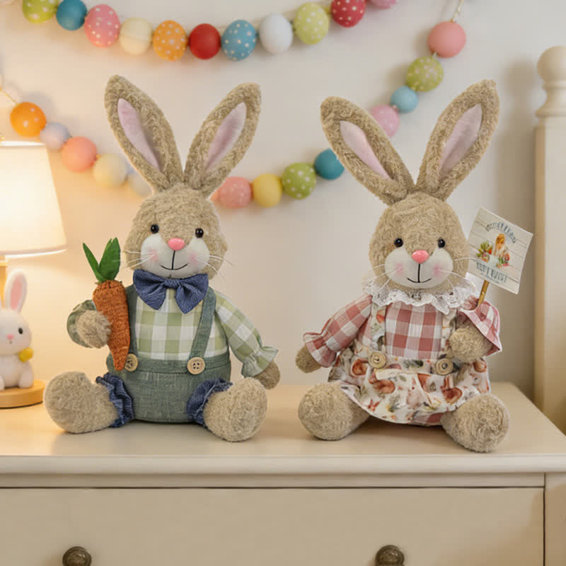 Lapin de Pâques en peluche assis, à utiliser comme décoration - image 5