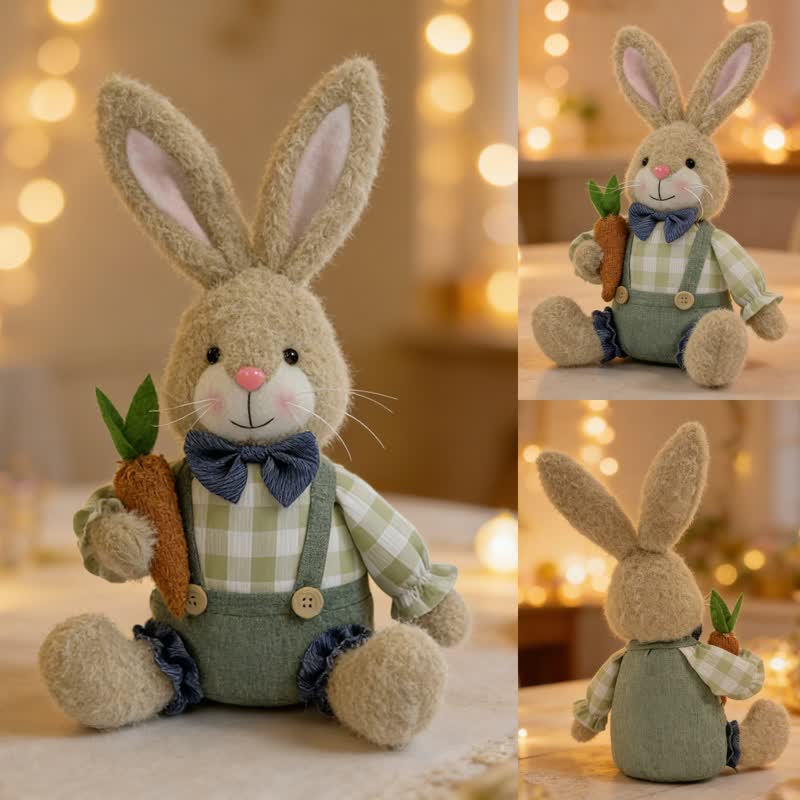 Lapin de Pâques en peluche assis, à utiliser comme décoration - image 10