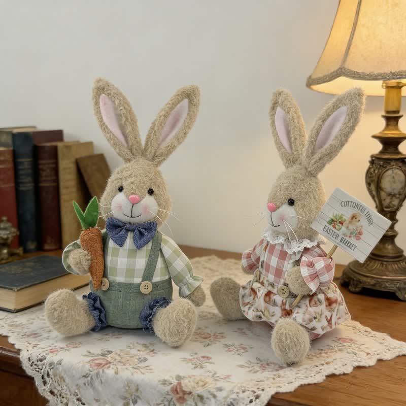 Lapin de Pâques en peluche assis, à utiliser comme décoration - image 2