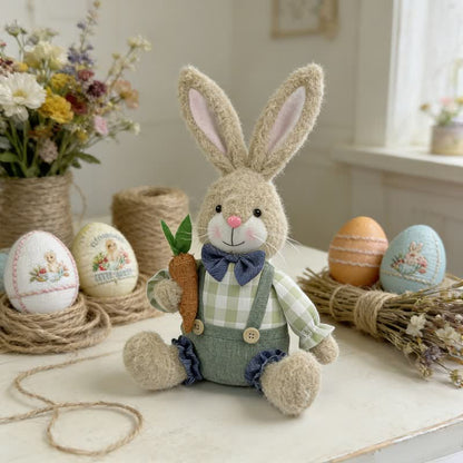 Lapin de Pâques en peluche assis, à utiliser comme décoration - image 7