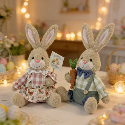 Lapin de Pâques en peluche assis, à utiliser comme décoration - image 4