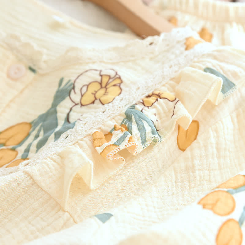 Ensemble pyjama tulipe et lapin en gaze de coton - image 5