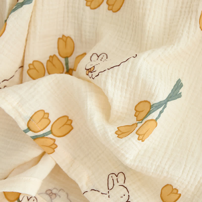 Ensemble pyjama tulipe et lapin en gaze de coton - image 13