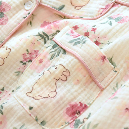 Haut de pyjama en gaze de coton à motifs floraux et de lapins - image 4