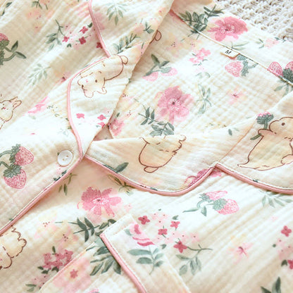 Haut de pyjama en gaze de coton à motifs floraux et de lapins - image 3