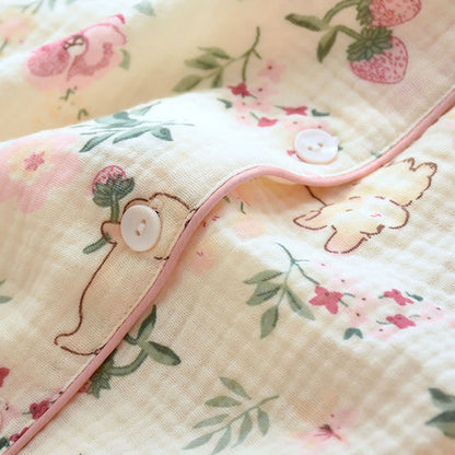 Haut de pyjama en gaze de coton à motifs floraux et de lapins - image 5