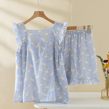 Pyjama sans manches en coton d'oie bleu - image 1