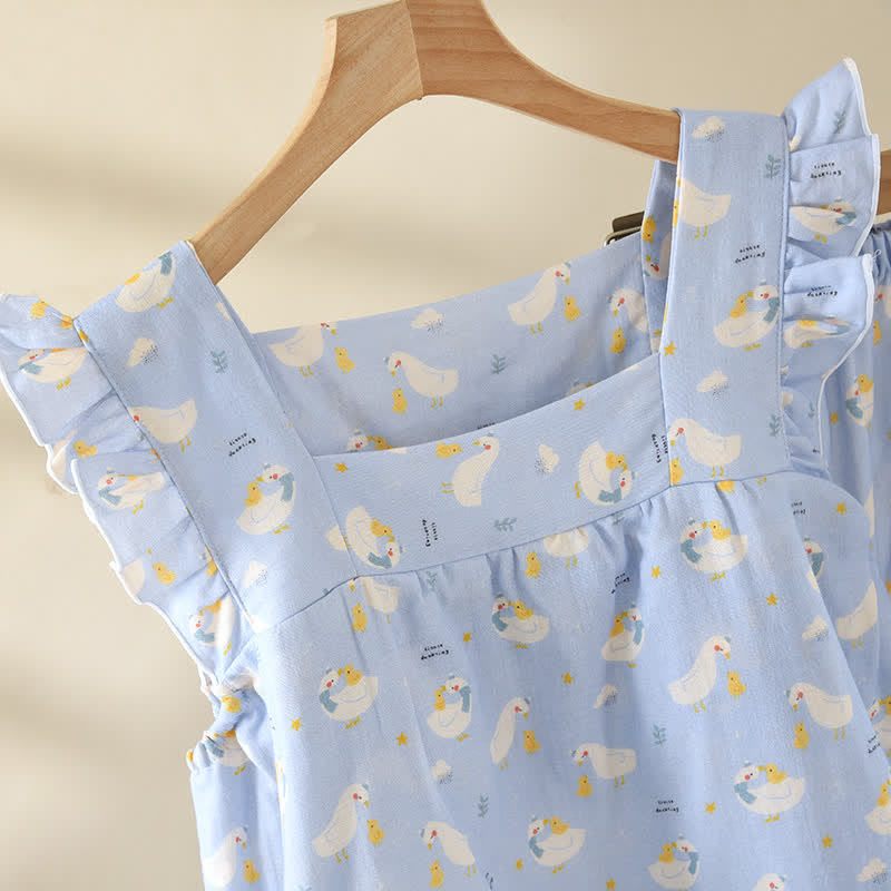 Pyjama sans manches en coton d'oie bleu - image 3
