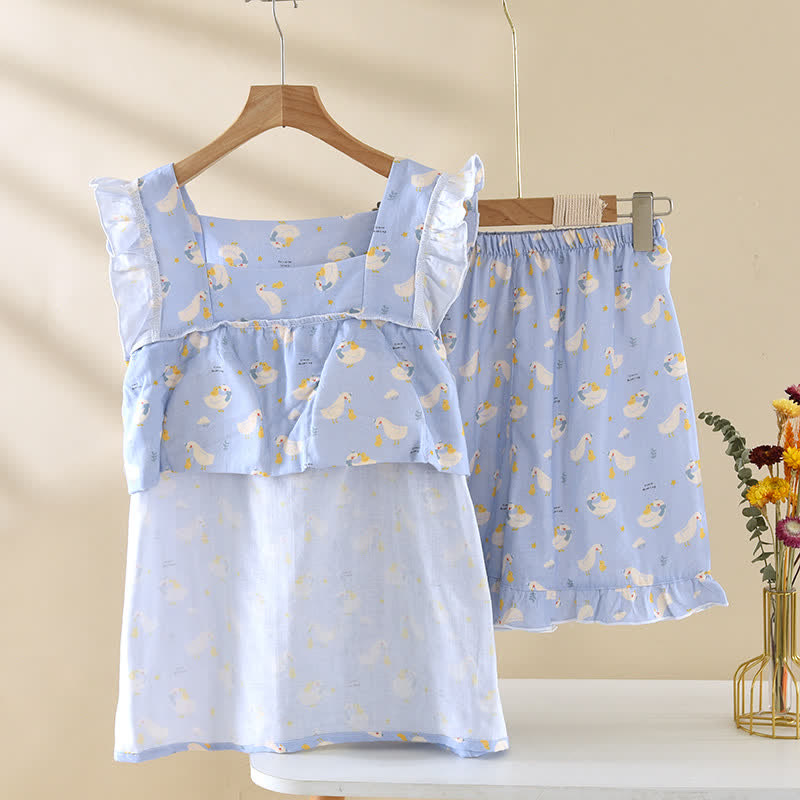 Pyjama sans manches en coton d'oie bleu - image 2