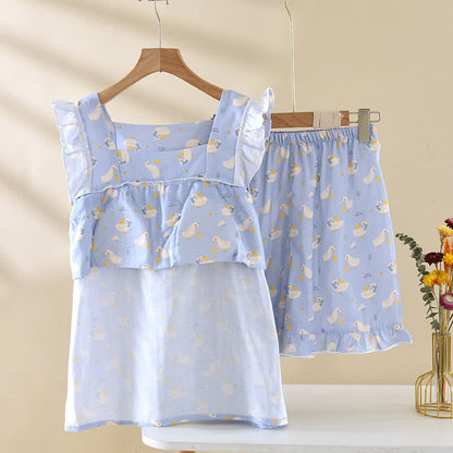 Pyjama sans manches en coton d'oie bleu - image 2