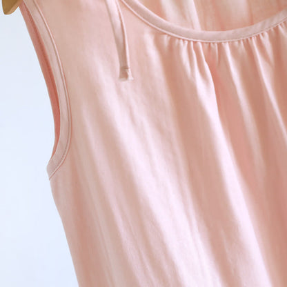 Chemise de nuit minimaliste, unie et sans manches, en coton - image 11