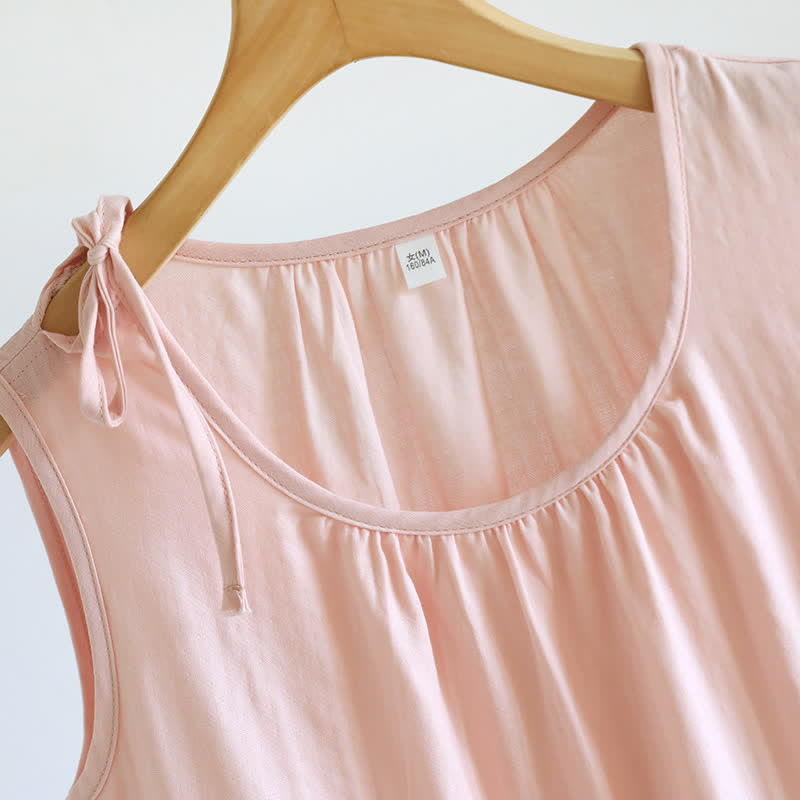 Chemise de nuit minimaliste, unie et sans manches, en coton - image 9