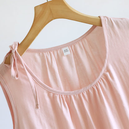 Chemise de nuit minimaliste, unie et sans manches, en coton - image 8