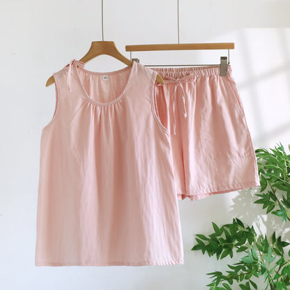 Pyjama sans manches en gaze de coton double épaisseur - Rose - XL - image 2