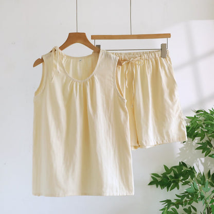 Pyjama sans manches en gaze de coton double épaisseur - Beige - XL - image 6