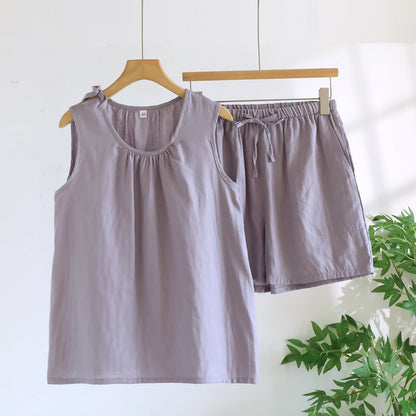Pyjama sans manches en gaze de coton double épaisseur - Violet - XL - image 4